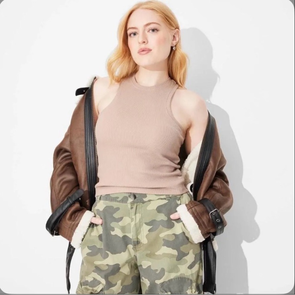 Women's XS Longline Knit Tank Top - Wild Fable™ Taupe Slim Fit
